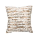 Brushed Metallic Foil  Faux Fur Decorative Pillow, 15" x 15"