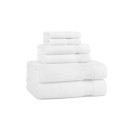 Host and Home 6-Piece Bathroom Towel Set (2 Bath Towels, 2 Hand Towels, 2 Washcloths), Double Stitched Edges, 600 GSM, Soft Ringspun Cotton, Stylish Striped Dobby Border